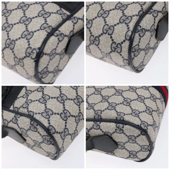 GUCCI GG Supreme Sherry Line Shoulder Bag PVC Navy Gold 378 02 004 Auth 140950 - Picture 14 of 16